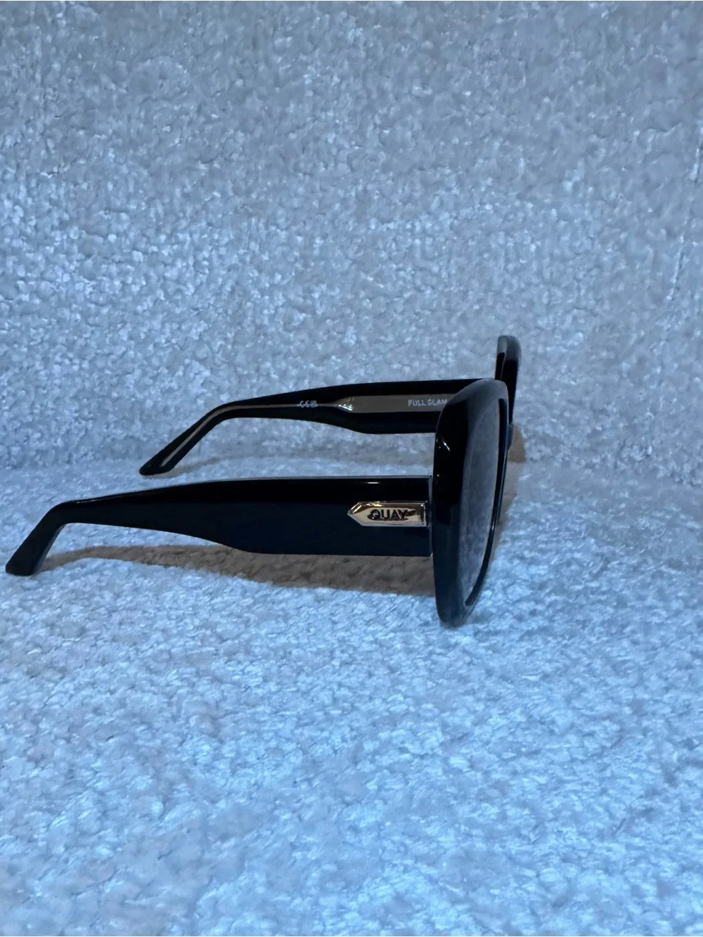 Quay Australia Full Glam Sunglasses Oversized Square Black Frame Black Fade Lens